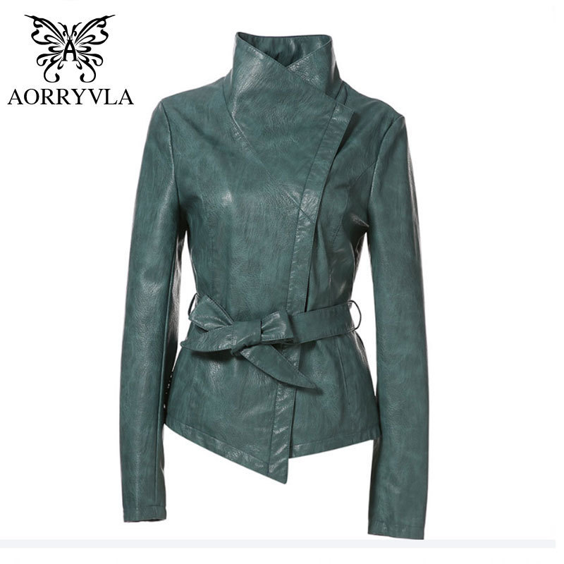 AORRYVLA New Spring Women Leather Jacket Red color Turn-Down Collar Short Length Slim Style Fashion Faux Leather Jacket 2020 LJ201127