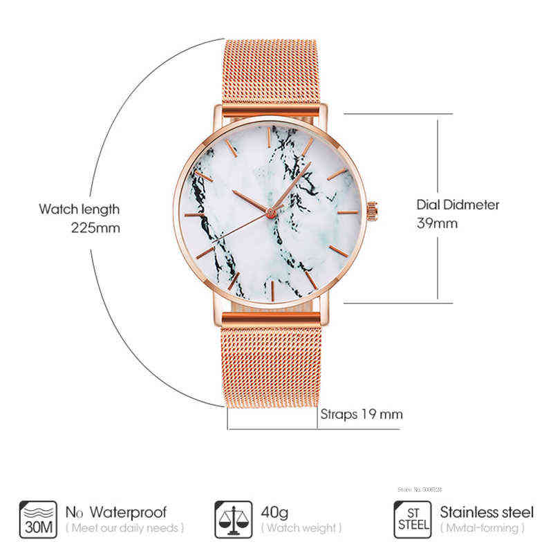 Fashion Rose Gold Mesh Band Creative Marble Female Wrist Watch y Women Quartz Watches Gifts Relogio Feminino Drop 220113