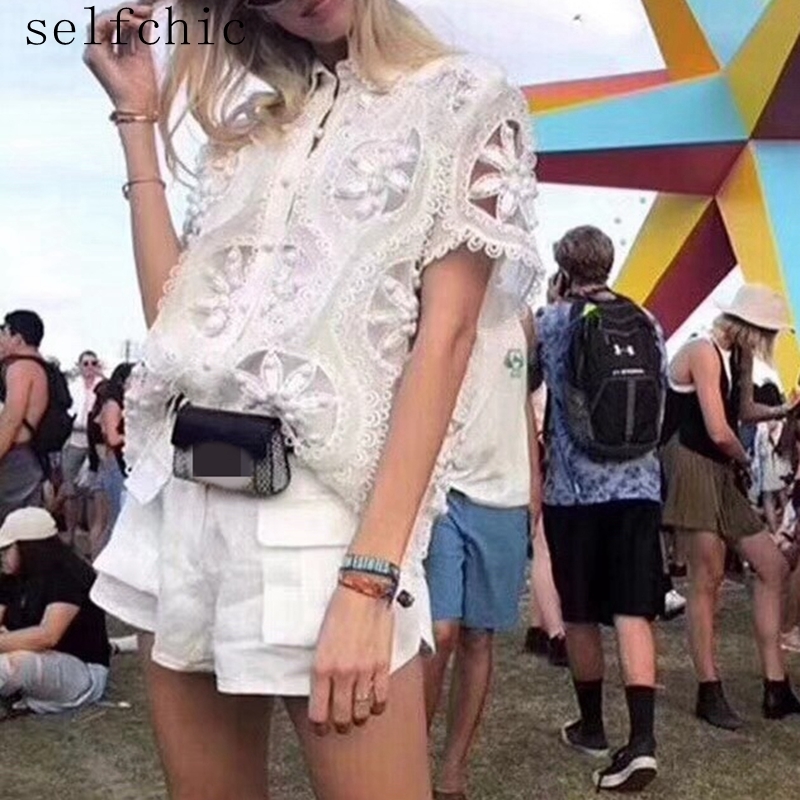 white see through tops runway hollow out woman blouses high quality xl T200321