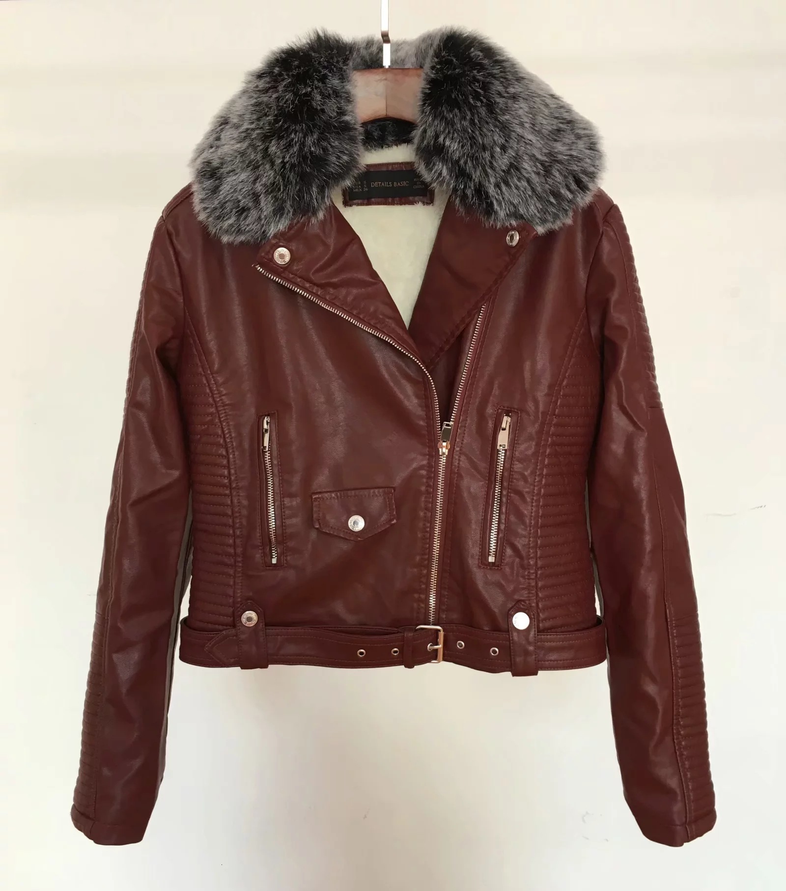 2021 Women Hot Winter Leather with Fur Collar Lady Motorcycle Jackets Outerwear Oc0e, Burgundy.
2021 Women Hot Winter Leather with Fur Collar Lady Motorcycle Jackets Outerwear Oc0e, Burgundy.