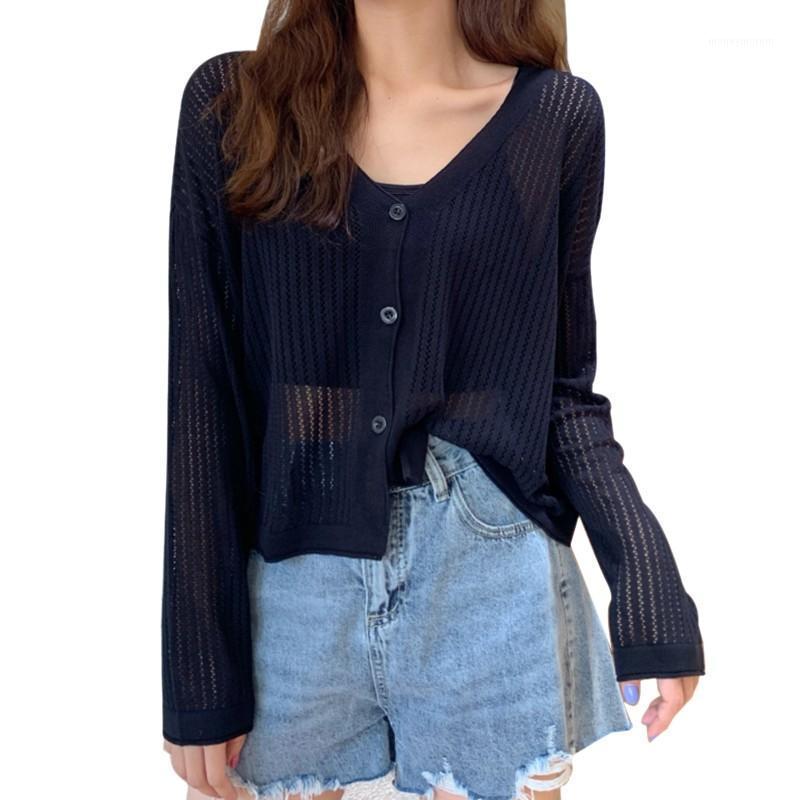 Summer Woman Tops Women Clothes 2020 Korean Women's Fashion V-Neck Button Hollow Short Knitted Sunscreen Long-Sleeved Cardigan1
Summer Woman Tops Women Clothes 2020 Korean Women's Fashion V-Neck Button Hollow Short Knitted Sunscreen Long-Sleeved Cardigan1