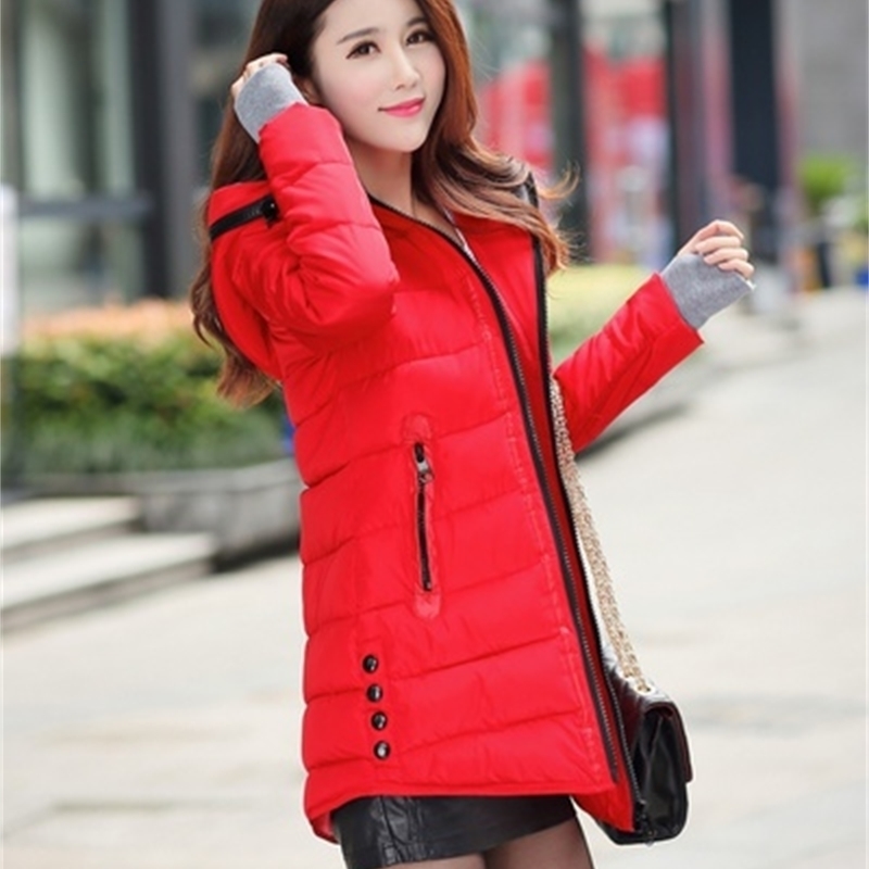 ZOGAA Women Parkas Long Section Thick Slim fit Hooded Down Jacket Coat with Pockets Cotton Casual Winter Jackets for Woman 201027