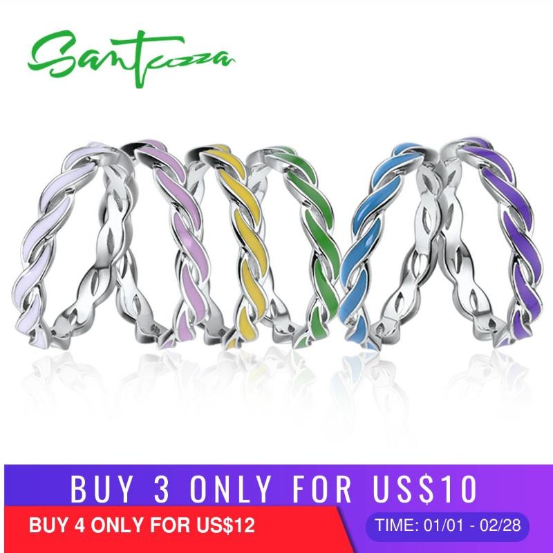 SANTUZZA 925 Sterling Silver Rings For Women Colorful Twisted Stackable Rings Eternity Fashion Jewelry Handmade Enamel
SANTUZZA 925 Sterling Silver Rings For Women Colorful Twisted Stackable Rings Eternity Fashion Jewelry Handmade Enamel