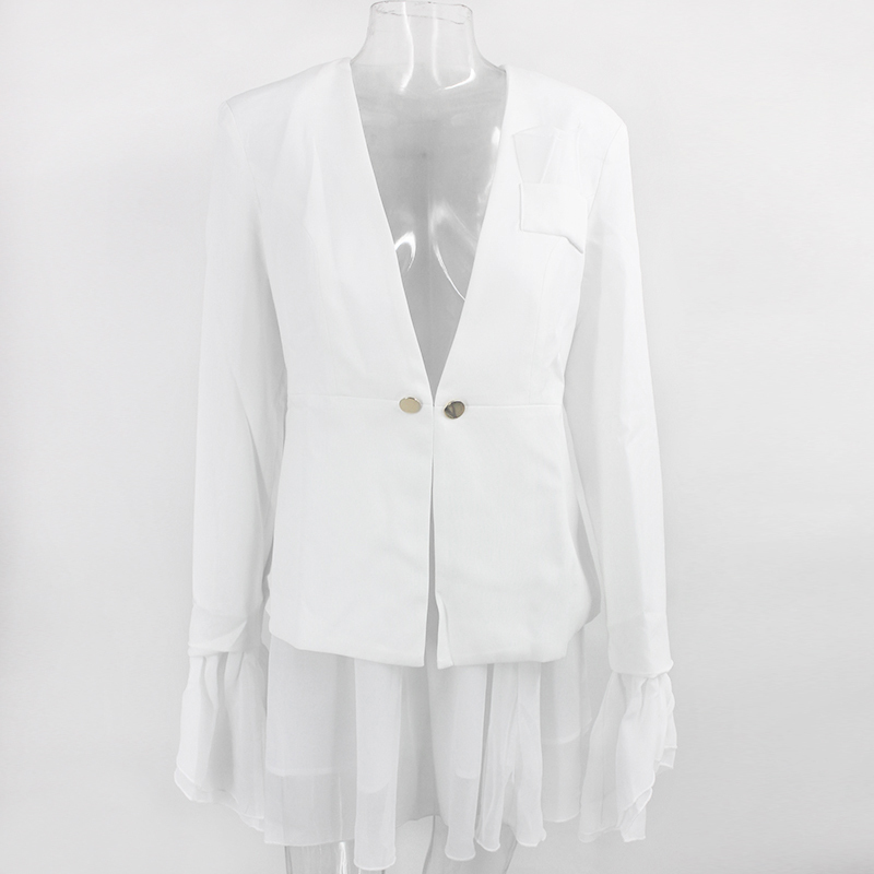 Feditch Spring Elegant Twece Women Blazers Skirts Autumn Casual Streetwear Female Suit Chic Ladies Blazer Set Suits T200325 B3