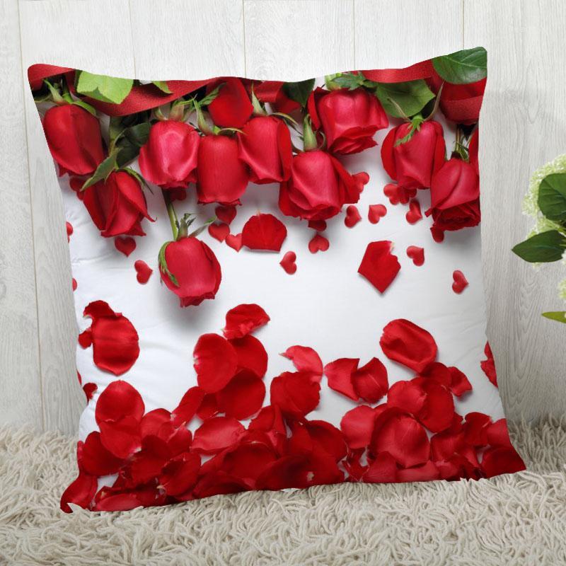 

Flowers Red Rose Pillow Cover Customize Pillow Case Modern Home Decorative Pillowcase For Living Room 45X45cm,40X40cm A2020.4.291, Pillowcase 14