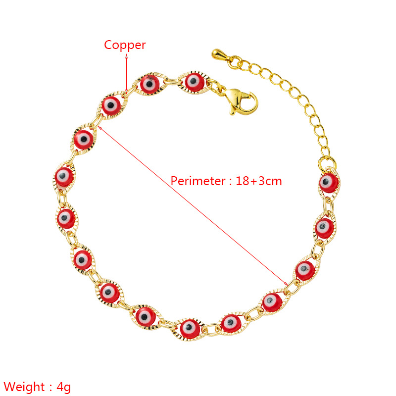Creativity Handmade Blue Evil Eye Beads Copper Chain Bracelet for Women Gift