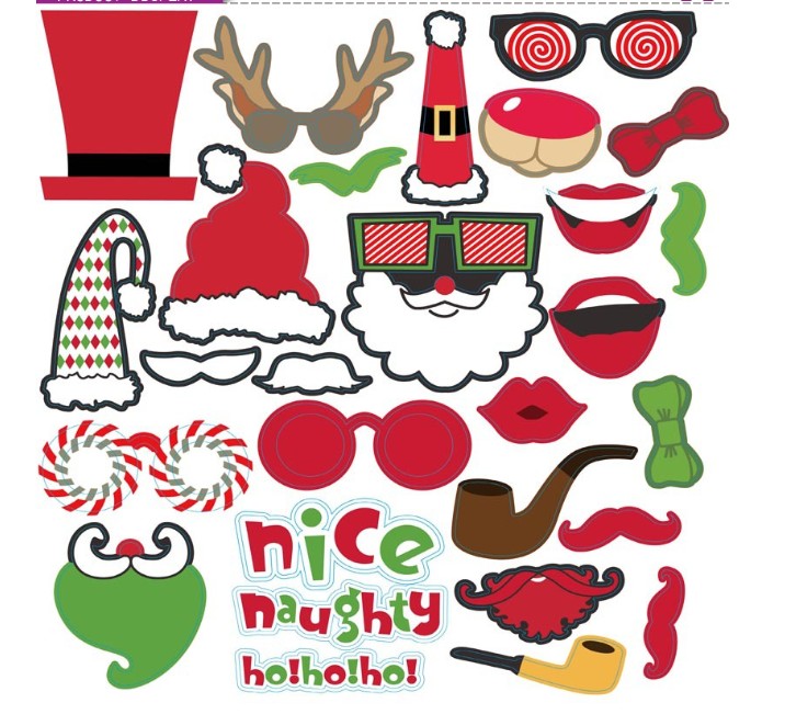 Christmas DIY Photo Props Funny Mask Merry Christmas Photobooth Happy New Year Party Supplies Christmas Decorations