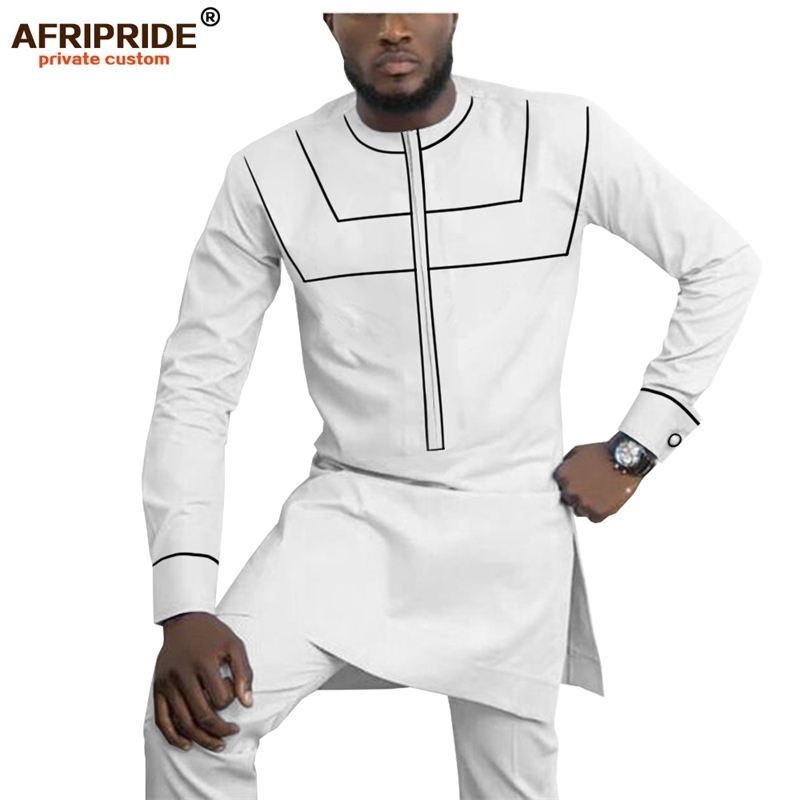 African Clothing for Men Dashiki Mens Outfits Shirts+ Ankara Pants Set Tracksuit Men Tribal Attire AFRIPRIDE A1916055 201118