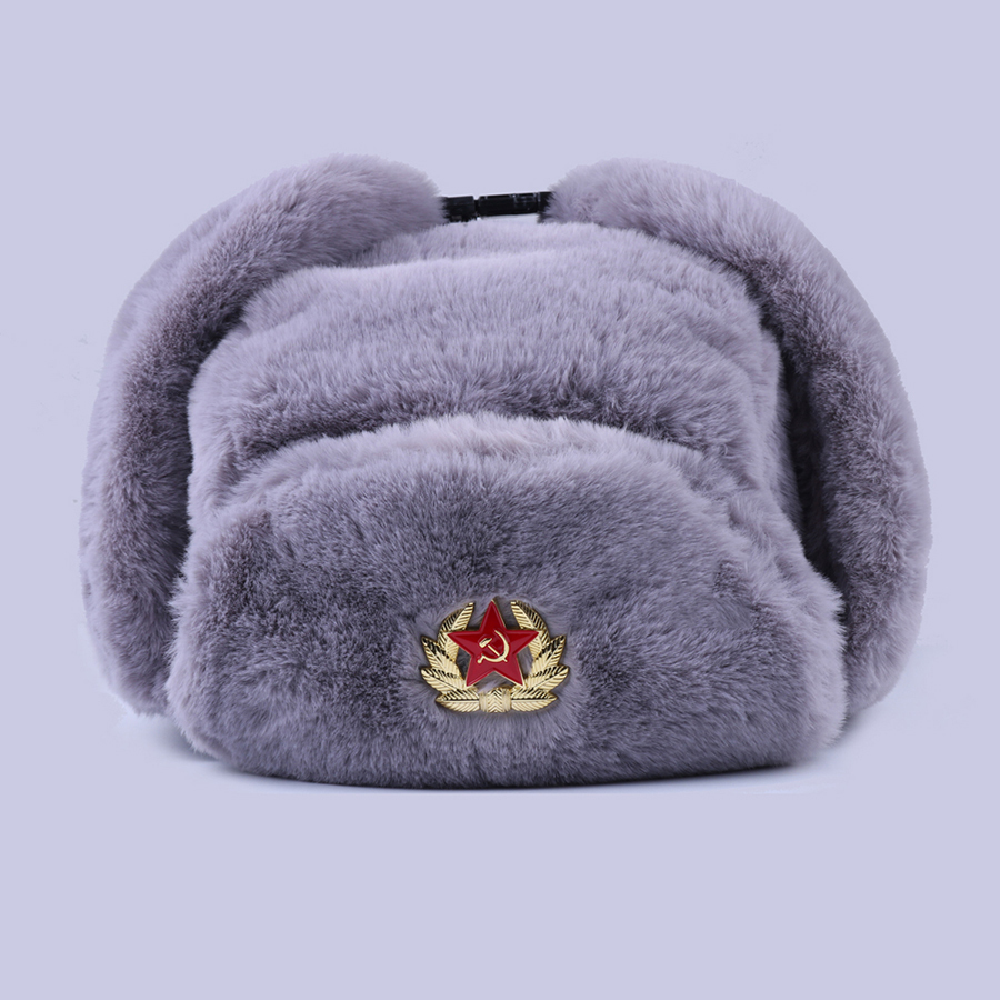 Soviet Badge Ushanka Russian Men Women Winter Hats Faux Rabbit Fur Army Military Bomber Hat Cossack Trapper Earflap Snow Ski Cap 201106, Blue;gray
Soviet Badge Ushanka Russian Men Women Winter Hats Faux Rabbit Fur Army Military Bomber Hat Cossack Trapper Earflap Snow Ski Cap 201106, Blue;gray