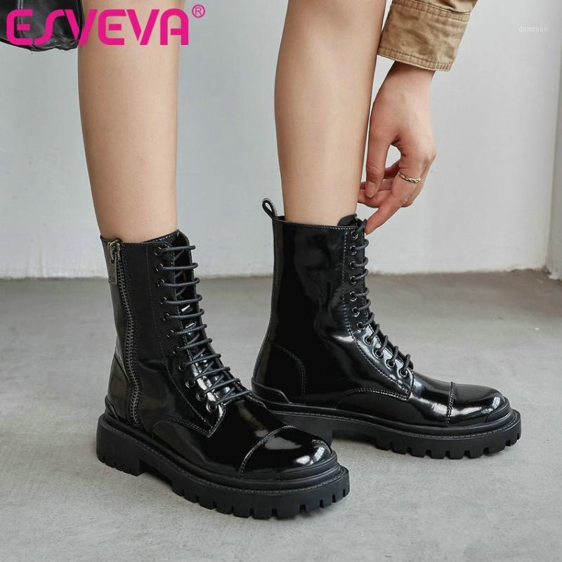 ESVEVA 2021 Western Style PU+Leather Ankle Boots Women Boots Winter Women Shoes Square Med Heel Zipper Size 34-401, Black
ESVEVA 2021 Western Style PU+Leather Ankle Boots Women Boots Winter Women Shoes Square Med Heel Zipper Size 34-401, Black