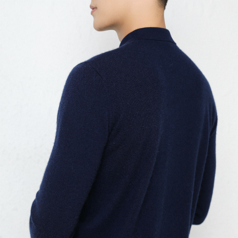 100% Cashmere Knitted Sweaters Man Winter Autumn Polo Collar Full Sleeve Jumpers Male Pure Pashmina Knitwear Pullovers 201026