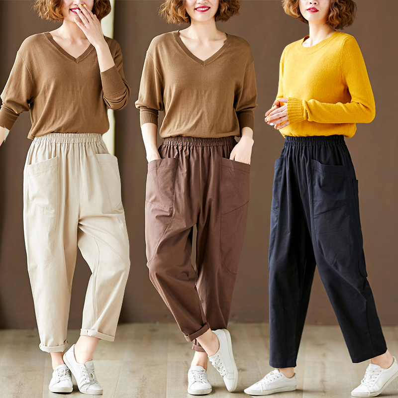 New Female Casual Spring Long Elastic Waistband Cotton Linen Office Ladies Haren Pants R140 Cg2h, Black
New Female Casual Spring Long Elastic Waistband Cotton Linen Office Ladies Haren Pants R140 Cg2h, Black