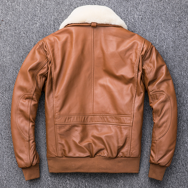 MAPLESTEED Thickening Quilted 100% Sheepskin Leather Jacket Men Air Force G1 Flight Jacket Man Winter Coat Collar Removable M176 201128