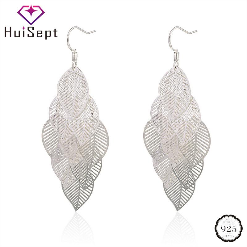 Dangle & Chandelier HuiSept Fashion Silver Earrings 925 Jewelry For Female Leaf Shape Long Style Drop Wedding Party Ornaments Wholesale