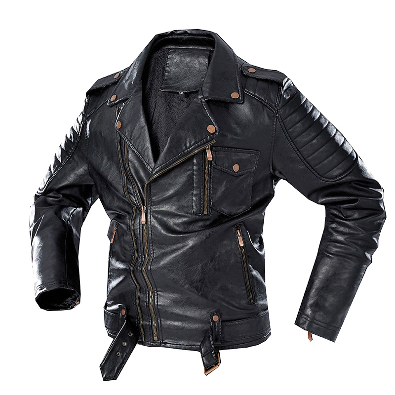 Men Trendy Fashion Motorcycle Jacket Men Vintage Biker Leather Jacket Coat Winter Fleece Casual Faux Leather Outerwear 201128