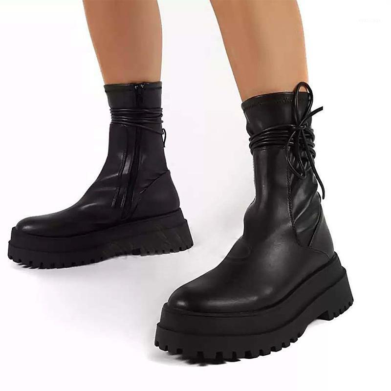 Women's Soft Leather Platform Mid Calf Boots Woman Zip Sewing Footwear Ladies Lace Up Flat Women Fashion Autumn Winter Shoes1, White
Women's Soft Leather Platform Mid Calf Boots Woman Zip Sewing Footwear Ladies Lace Up Flat Women Fashion Autumn Winter Shoes1, White