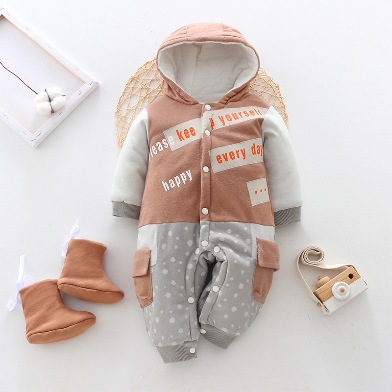 2020 Winter Baby Girl Boy Clothes Infant Jumpsuit Overalls Toddler Romper for Newborn Thick Warm Hooded Coats Baby Boy Clothing Y1221