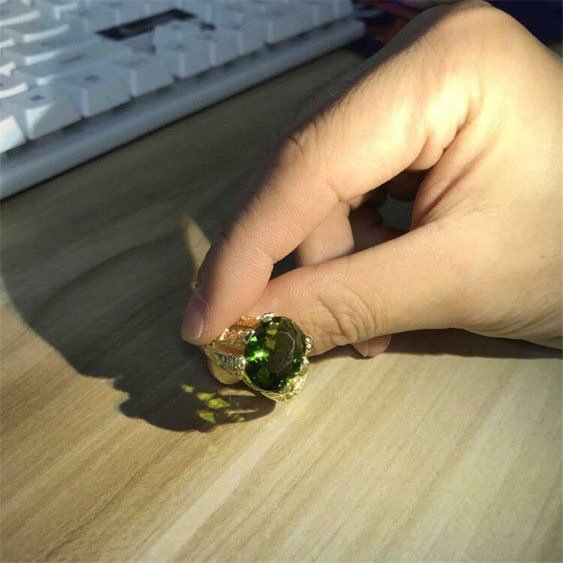 New Arrival Sparkling Vintage Jewelry 925 Sterling Silver&Gold Fill Male Oval Cut Large Ovil Gemstones Party Men Wedding Engagement Ring