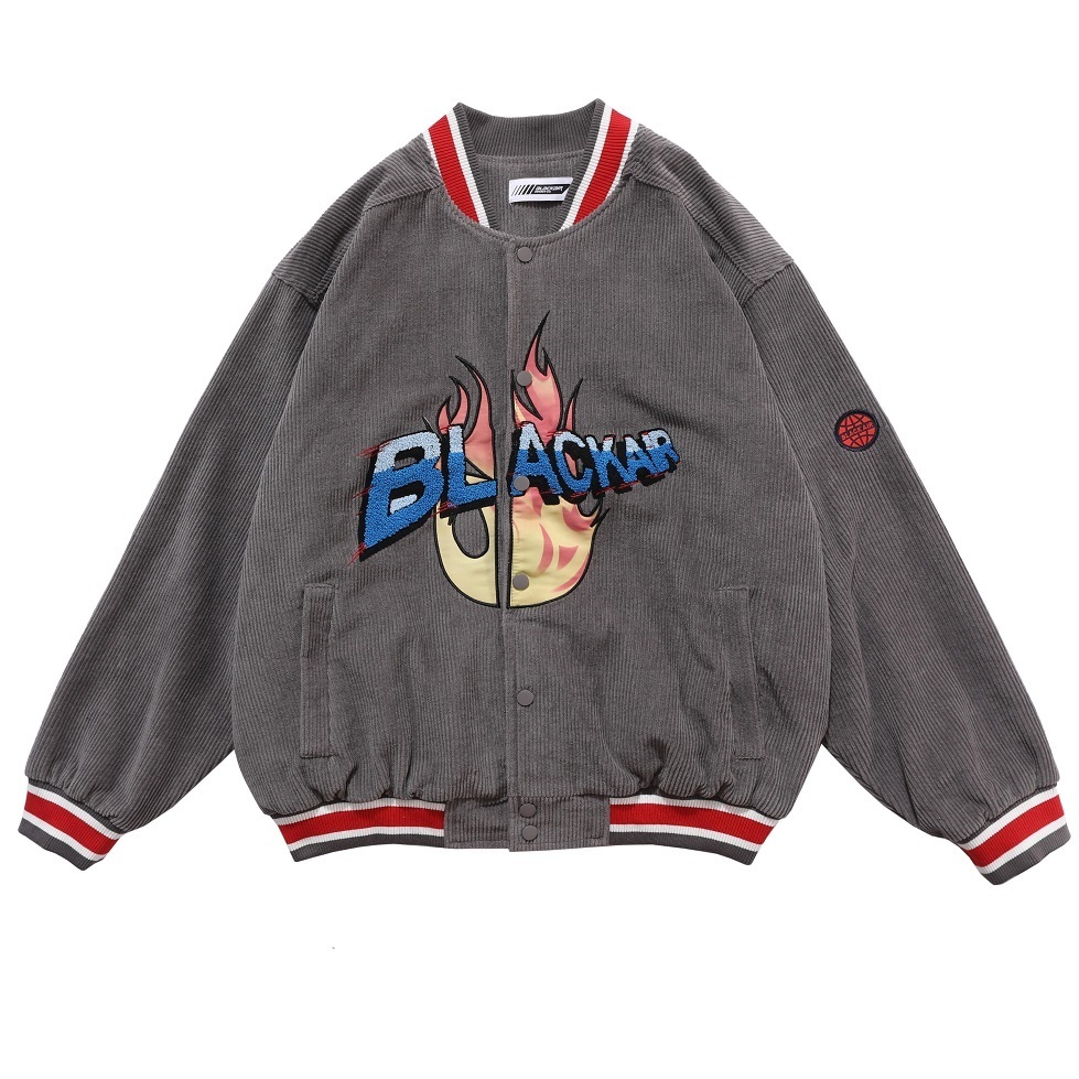 Harajuku corduroys V-Neck Baseball Jacket Men Towel embroidery Casual Hip Hop Mens cotton Jacket Fashion Coat Streetwear tops 201118