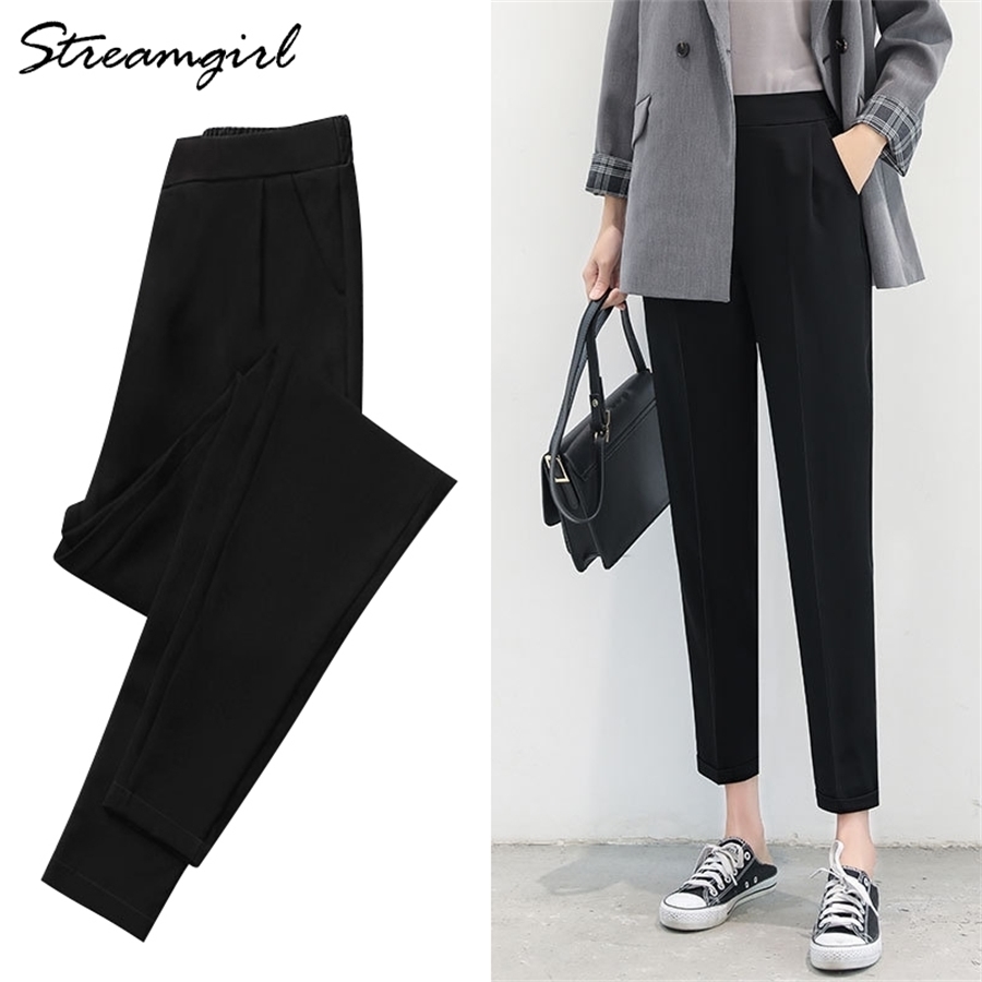 Women Harem Pants Summer Elastic Waist Plus Size Office Chiffon Capri Pencil Black Work Pants For Women High Waist Trousers Thin 201118
Women Harem Pants Summer Elastic Waist Plus Size Office Chiffon Capri Pencil Black Work Pants For Women High Waist Trousers Thin 201118