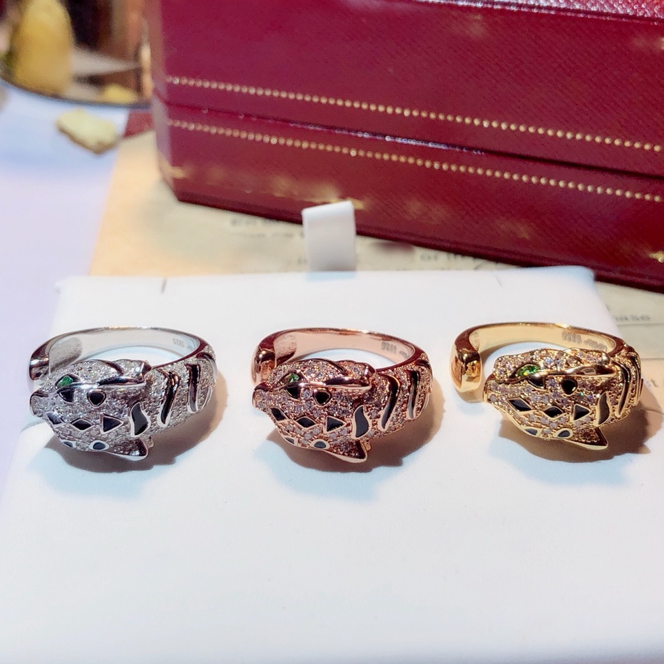 panthere series ring sterling silver 18 K gilded luxury brand official reproductions classic style Top quality rings brands design exquisite gift birt