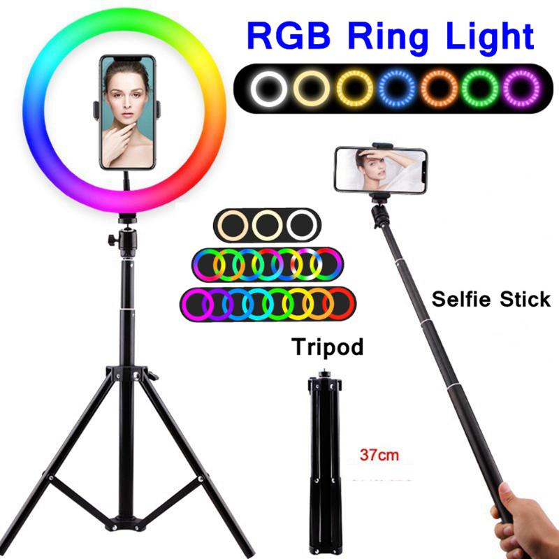 RGB LED Selfie Ring Light with Tripod Phone Photography Round Lights Photo Studio Ring Lamp for YouTube Tiktok Video Ringlight
RGB LED Selfie Ring Light with Tripod Phone Photography Round Lights Photo Studio Ring Lamp for YouTube Tiktok Video Ringlight