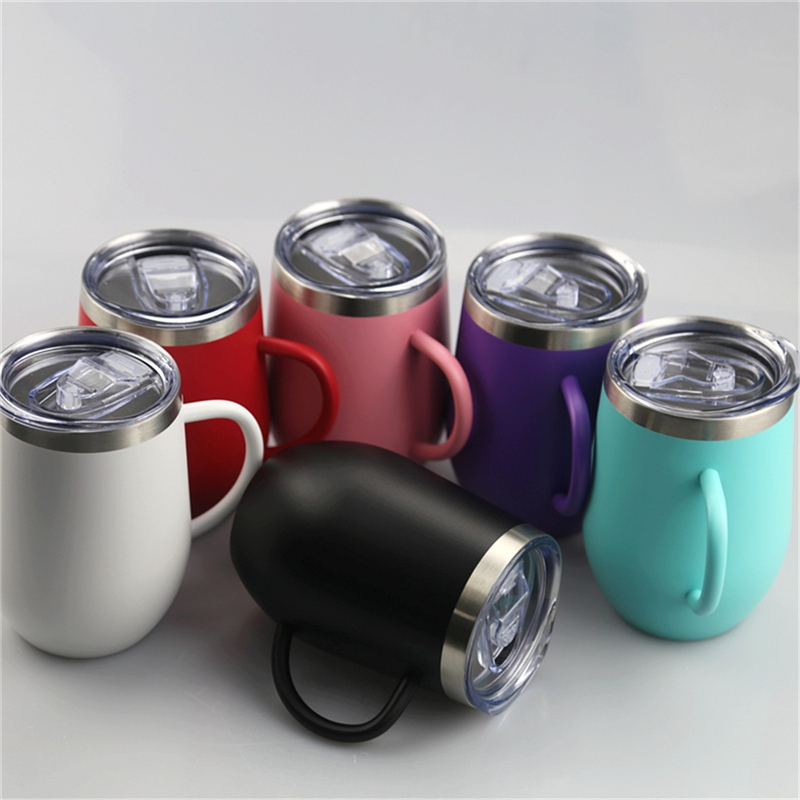 12oz Wine Tumbler Matte Stainless Steel Wine Glasses Egg Cups with handle Stemless Wine Glasses with Lid Shatter Proof Vacuum Egg Shaped
12oz Wine Tumbler Matte Stainless Steel Wine Glasses Egg Cups with handle Stemless Wine Glasses with Lid Shatter Proof Vacuum Egg Shaped