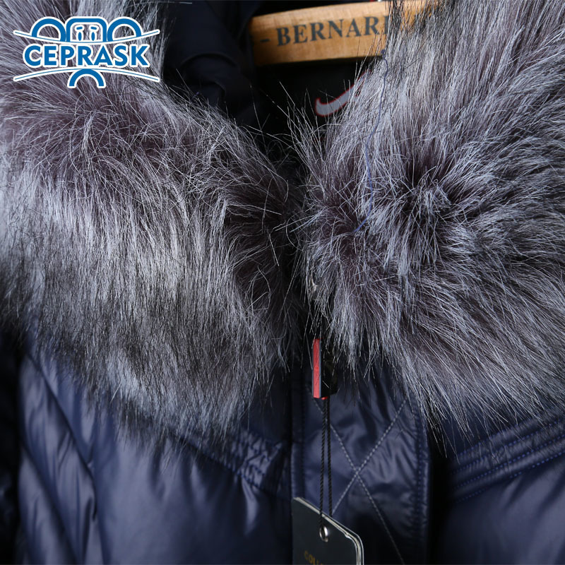 Ceprask High Quality women's Winter Down Jacket Plus Size X-Long Female Coats Fashion Fur Warm Parka camperas 4XL 5XL 6XL 201019