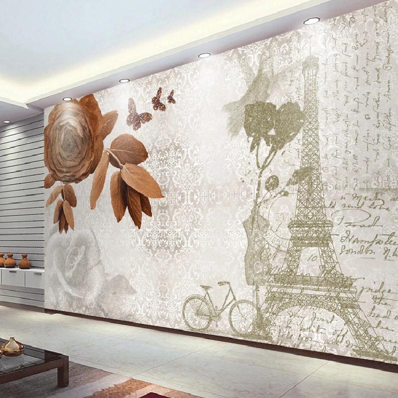 3D Wallpaper Custom 3d Mural Wallpaper Vintage Pattern, Tower, Flowers Mural Painting For Living Room Wallpapers