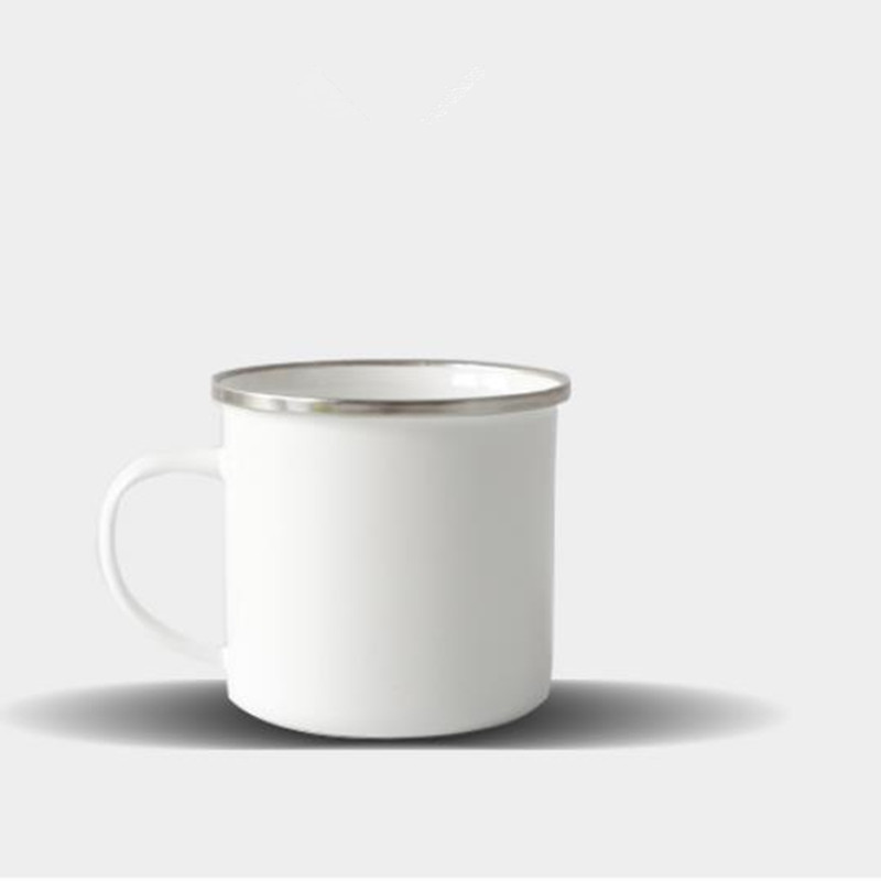 sublimation Enamel Coffee Mug 12oz Camping Mug Metal Coffee Mugs Enamel Steel Mug Durable Travel Enamel Beverage Mugs