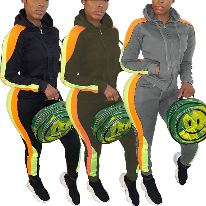 Casual Patchwork Women Tracksuits Fashion Long Sleeve Zip Hooded Two Piece Jogging Suits Women Designer Clothes
Casual Patchwork Women Tracksuits Fashion Long Sleeve Zip Hooded Two Piece Jogging Suits Women Designer Clothes