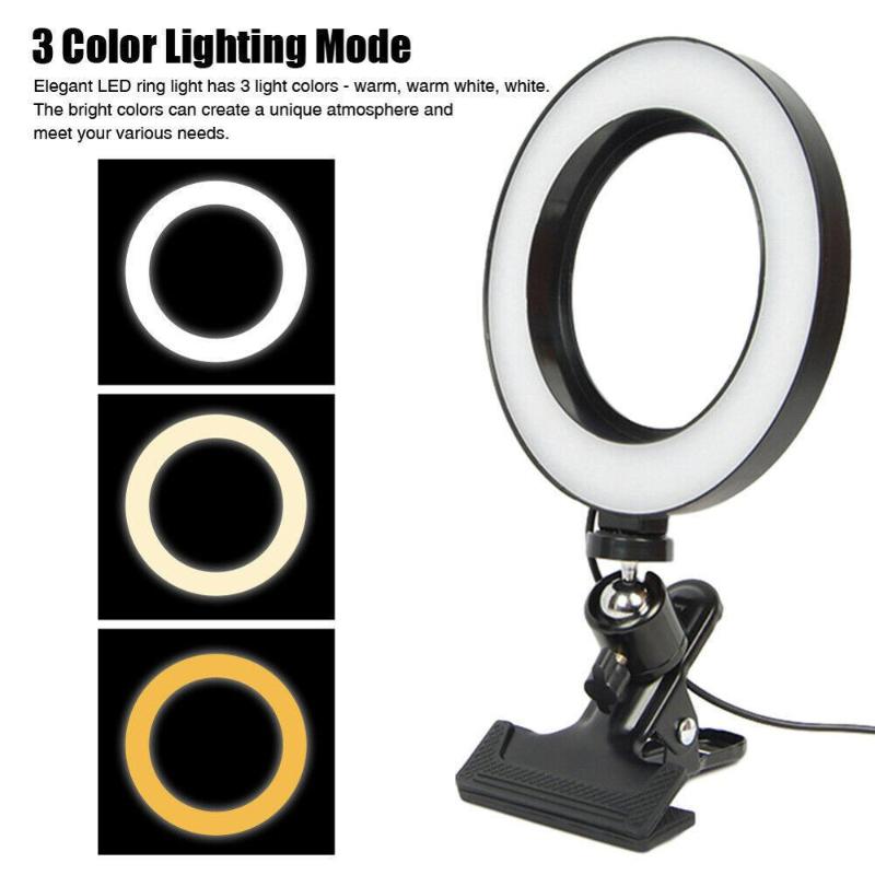 LED Ring Fill Light with Clip Dimmable Camera Phone Ring Lamp Photography Ringlight for Cell Phone Makeup Video Live Studio