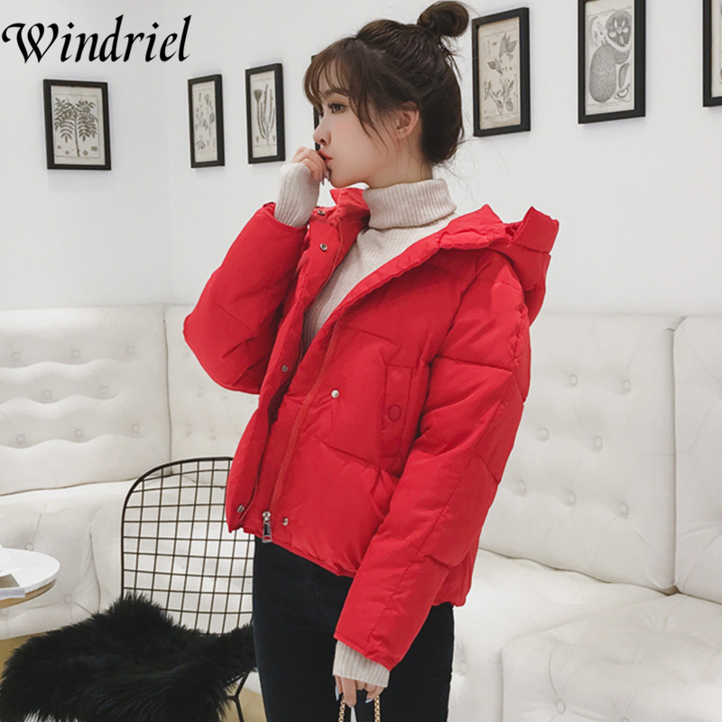 Autumn And Winter Jacket Women Short Female Jacket Hooded Warm Parkas Woman Solid Thickening Padded Clothing S2XL Windriel 200928