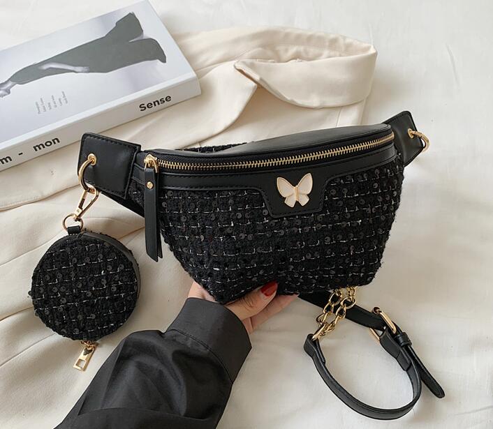 Fashion chest bag, female design waist bag, butterfly chain shoulder bag, popular two-in-one combination in Europe and America, mini bag, Black
Fashion chest bag, female design waist bag, butterfly chain shoulder bag, popular two-in-one combination in Europe and America, mini bag, Black