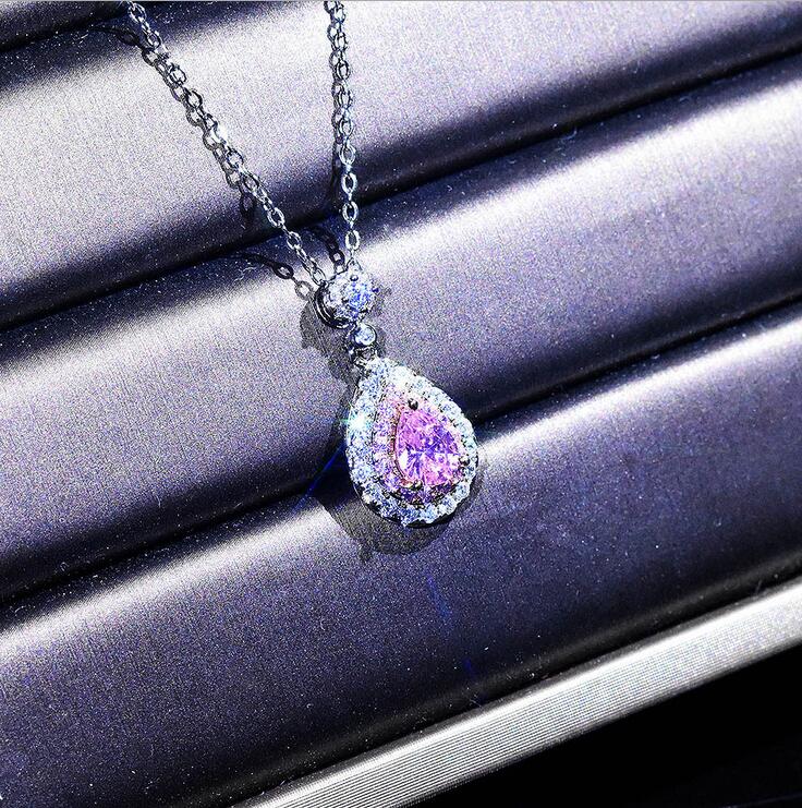 Super Deal Luxury Jewelry 925 Sterling Silver Yellow Topaz CZ Diamond Water Drop Pendant Pear Cut Zircon Women Clavicle Necklace Gift