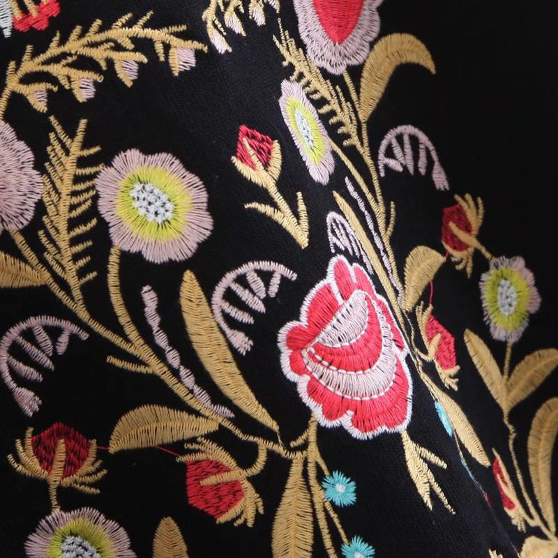 Vintage Chic Floral Embroidery Knitted Sweater Women Fashion Turtleneck Bow Tie Sleeve Ladies Pullovers Casual Pull Mujer 201109
