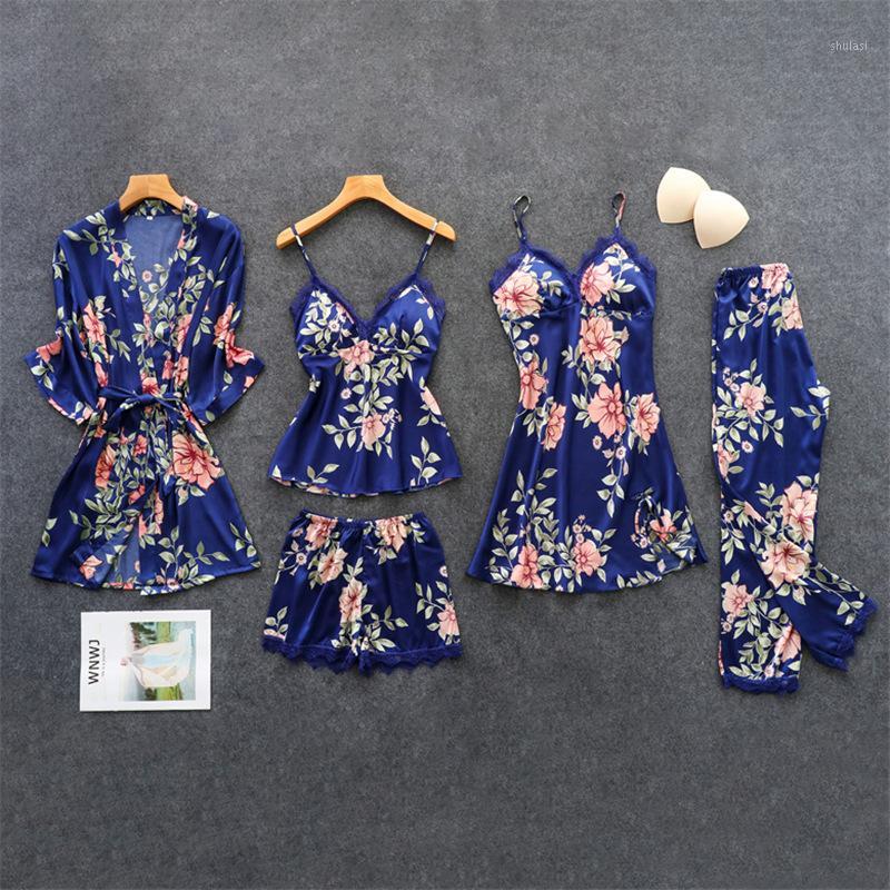 Herislim Women's Pajamas Silk Floral Print 5Pcs Pajama Set Satin Pyjamas With Pants Sexy Lace Trim Pijama Sleepwear Home Clothes1, Black;red
Herislim Women's Pajamas Silk Floral Print 5Pcs Pajama Set Satin Pyjamas With Pants Sexy Lace Trim Pijama Sleepwear Home Clothes1, Black;red