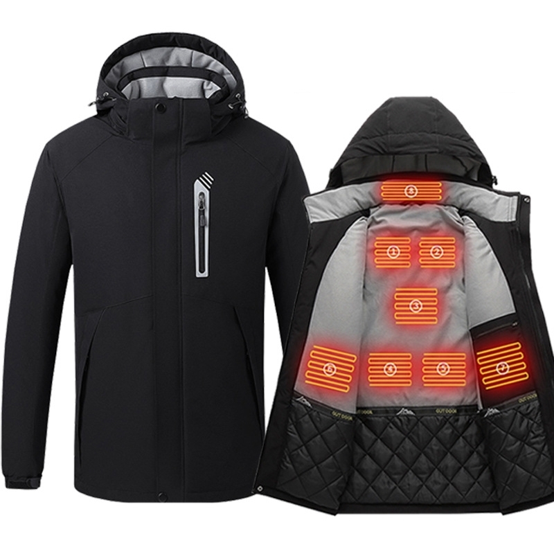 PARATAGO Men Heating Jacket Winter Electric Heated Clothes USB Charging Waterproof Windbreaker Heat Outdoor Skiing Coat P1138 201128