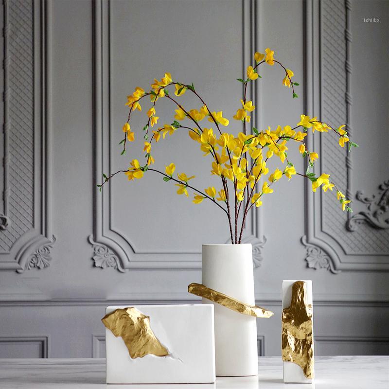 Creative Gold And White Rectangle Ceramic Vase Decorative Crafts Flower Vases Hydroponic Dried Flowers For Home Wedding Decor1
Creative Gold And White Rectangle Ceramic Vase Decorative Crafts Flower Vases Hydroponic Dried Flowers For Home Wedding Decor1