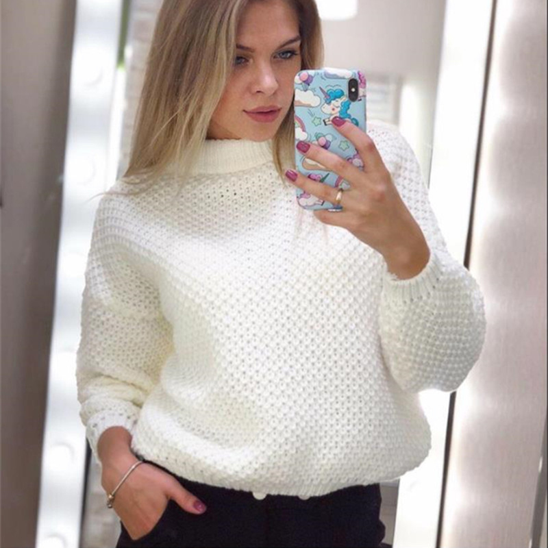 SURMIITRO Knitted Autumn Winter Sweater Women Lady Korean Long Lantern Sleeve Jumper Pullover Female Yellow Blue Knitwear 201030wtt