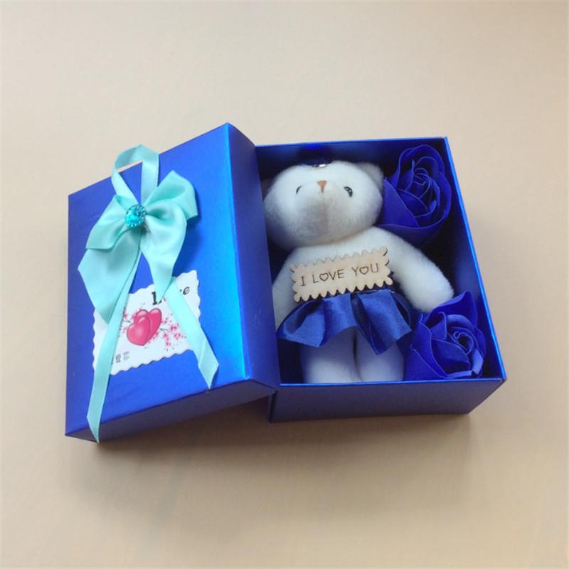 4 Colors Creative Soap Flower Bear Gift Box Valentine's Day Gift Valentines Day Decoration Rose Flower Box Present Free Shipping