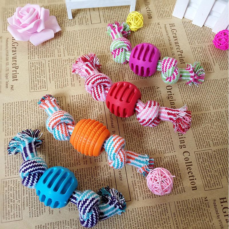 1PC Pet Dog Rope Chew Toys Bone Ball Shape Pets Palying Knot Toy Cotton Teeth Cleaning Toys for Small Pet Reward Fetch Play