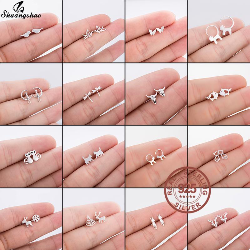 Stud Shuangshuo 925 Sterling Silver Earrings For Women Lovely Bird Butterfly Elk Kitty Cat Earring Fashion Jewelry Year Gift
Stud Shuangshuo 925 Sterling Silver Earrings For Women Lovely Bird Butterfly Elk Kitty Cat Earring Fashion Jewelry Year Gift