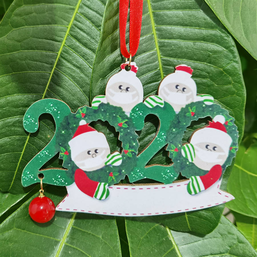 Christmas Tree Hanging Ornament 2020 Family Of 2 3 4 5 Santa Claus Pendant DIY Name Benediction Ornament Xmas Party Decorations