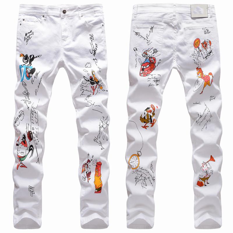 Men'S Pants Jeans Streetwear White Printing Slim Denim Trousers Biker High Quality Male Straight Casual Designer Comfortable, 19009
Men'S Pants Jeans Streetwear White Printing Slim Denim Trousers Biker High Quality Male Straight Casual Designer Comfortable, 19009