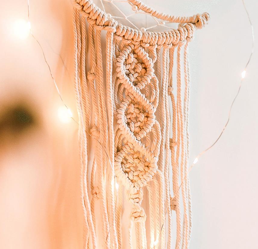 Woven Moon Dream Catcher Macrame Wall Hanging Tapestry Home Nursery Wall Decor Handmade Dreamcatcher Ornament Beige Bohemian Style7823433