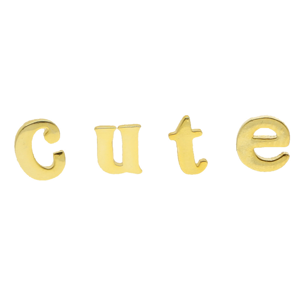 Real 925 Sterling Silver Mini Small Letter Stud Earring 26 Alphabet Initial Earring Diy Name Letter Gold Color Cute Stud Fashion Jewelry