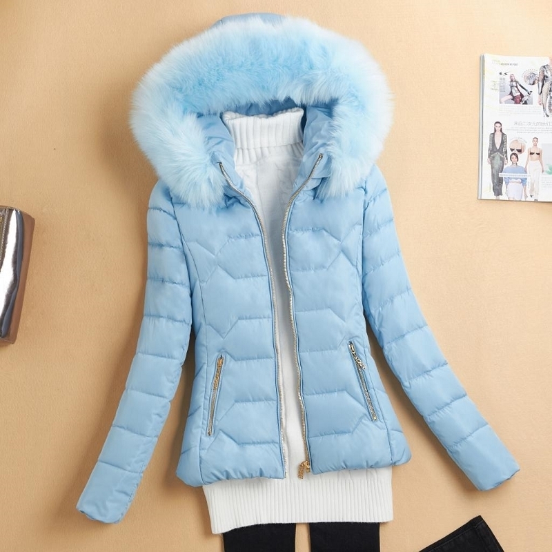 Winter short women's jacket new large fur collar slim thick padded jacket to keep warm and thin women's winter jacket