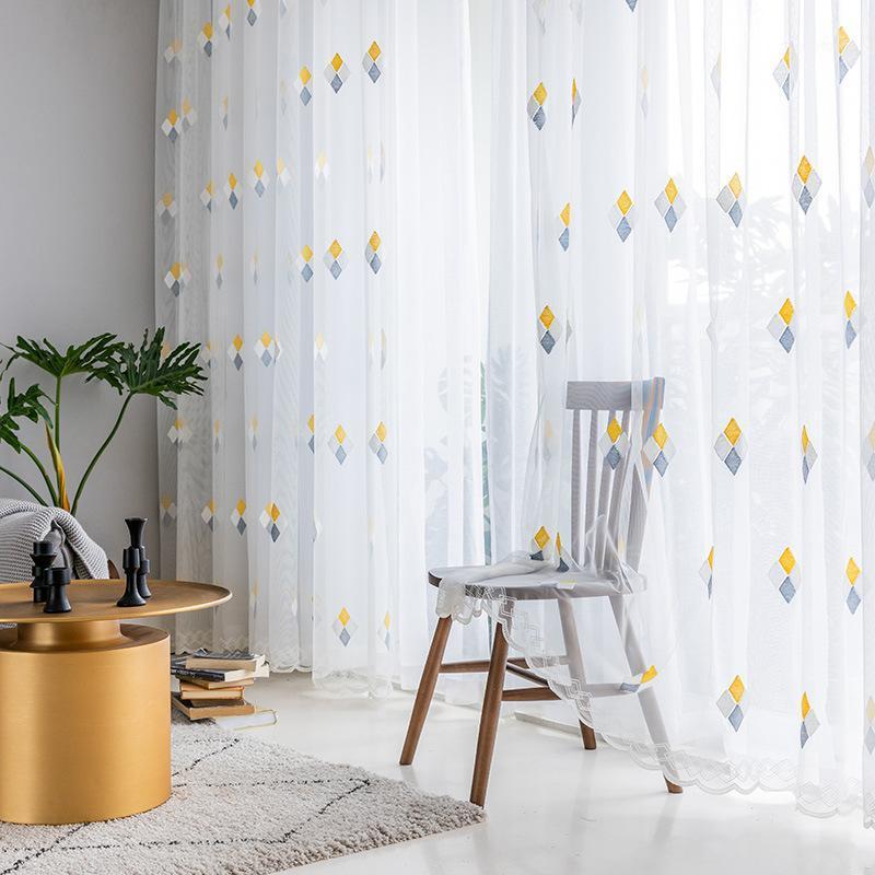 Modern Rhombus Embroidered Tulle for Living Room Bedroom Window Treatments Balcony Sheer Fabric White Curtain for Kitchen1, Photo color
Modern Rhombus Embroidered Tulle for Living Room Bedroom Window Treatments Balcony Sheer Fabric White Curtain for Kitchen1, Photo color