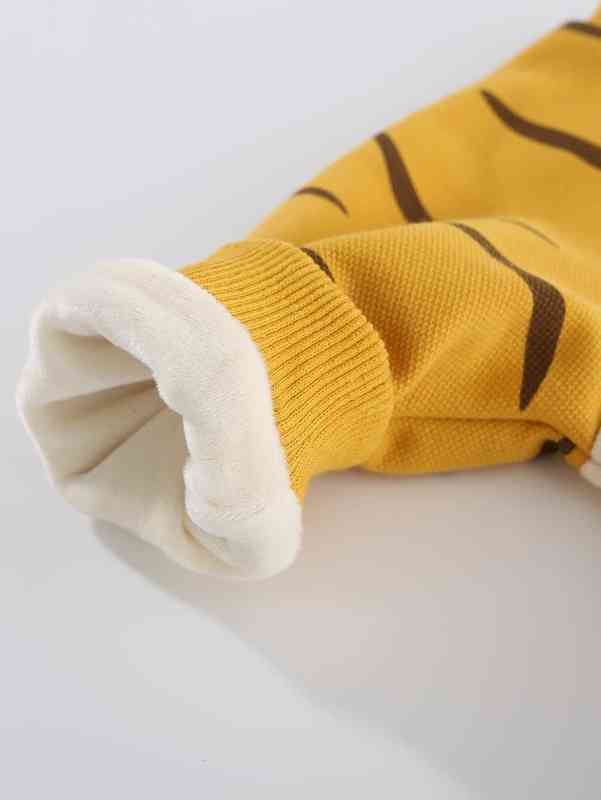 Peninsula Baby Cartoon Graphic Contrast Raglan Sleeve Thermal Jumpsuit SHE